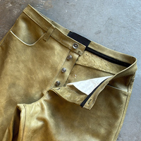 Pantalon en cuir pour homme, style streetwear punk hip hop, avec broderie et patchs personnalisés