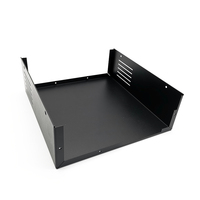 Pièces de fabrication sur mesure en tôle, supports d'encastrement en acier thermolaqué noir pour appareils électroniques de contrôle industriel
