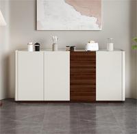 Console moderne en MDF couleur noyer crème avec trois tiroirs, buffet de luxe en bois pour salon, chambre et salle à manger