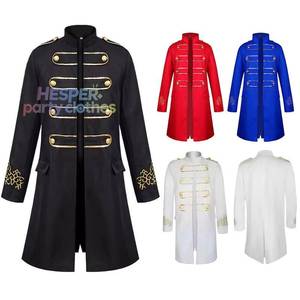 Manteau de cosplay unisexe style steampunk, inspiré des costumes médiévaux, de la Renaissance, de chevaliers et de princes, avec revers brodés, en coton vintage. - Product Image 1