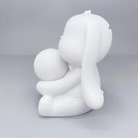 Nouveauté : Tirelire en résine en forme d'ours et de lapin, faite à la main, lumière lunaire 3D, peinture de surface embryonnaire blanche