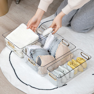 Transparent Plastic Storage Basket With Handles For Bathroom Desktop Cosmetic Organizer No Lid Solid Color 2L Capacity - Product Image 3