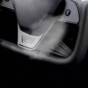 Volante de Coche Personalizado de Moda Modelo X Yoke, de Cuero a Cuadros y Fibra de Carbono para Tesla - Product Image 4