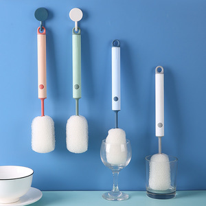Brosse éponge suspendable à long manche, brosse de nettoyage détachable pour bouteille, tasse thermos, blanc, rose, bleu, vert - Product Image 4
