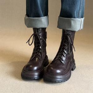 <span class=keywords><strong>Botines</strong></span> de Moda <span class=keywords><strong>para</strong></span> <span class=keywords><strong>Mujer</strong></span>, de Cuero Genuino, Tacón Grueso, Punta Redonda, Tallas Grandes, Suela Gruesa, Zapatos <span class=keywords><strong>para</strong></span> Caminar, <span class=keywords><strong>para</strong></span> Oficina y Universidad - Product Image 3