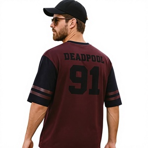 Camiseta de Hombre con Cuello en V, Logotipo con Estampado Metálico, Manga Raglán, Ribete en Contraste, Corte Regular, Estilo Casual, Algodón Jersey - Product Image 5