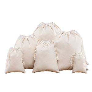Personalized Color Cheap Eco-friendly Folding <b>Canvas</b> Cotton <b>Drawstring</b> <b>Bag</b> with Double String - Product Image 3