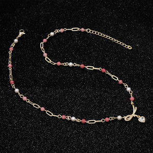 Collar con Colgante de Corazón y Zirconia Dulce para Mujer, Perla ABAS, Piedra Natural, <span class=keywords><strong>Cadena</strong></span> de Acero Inoxidable Chapada en Oro de 18K, Venta al por Mayor - Product Image 4