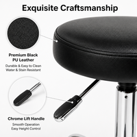 Tabouret pivotant en similicuir PU avec dossier, réglable hydrauliquement, sur roulettes, base à 5 étoiles pour salon de coiffure et institut de beauté