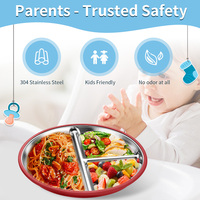 Assiettes divisées par aspiration amovibles en silicone avec logo personnalisé Assiette de nourriture pour enfants en acier inoxydable 3 parties écologique