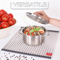 Égouttoir à vaisselle enroulable en métal et silicone personnalisé, accessoire d'évier de cuisine, étagère de rangement, supports et étagères de rangement uniques