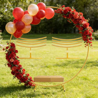 Arche de mariage métallique ronde pour la plantation printanière, support de toile de fond, cadre d'arche à ballons avec accessoires pour décorations de fête