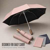 Parapluie pliant pour femmes, anti-UV, revêtement noir, ouverture et fermeture automatiques, trois plis, léger, logo personnalisé