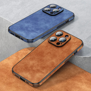 Custodia per telefono con paraurti in pelle di pecora protettiva per telefono <span class=keywords><strong>iPhone</strong></span> 15 <span class=keywords><strong>Pro</strong></span> <span class=keywords><strong>13</strong></span> 12 14 <span class=keywords><strong>Pro</strong></span> Max <span class=keywords><strong>Cover</strong></span> antiurto Business - Product Image 3