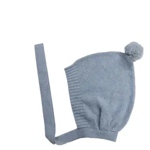 Paleo topi Pom tali katun kustom Bonnet rajutan bayi topi penutup telinga rajut musim dingin anak-anak bayi