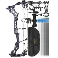 Ensemble d'arc à poulies de chasse Junxing M129, poids de tirage réglable 30-70lbs, 80% de let-off, kit de tir à l'arc pour la chasse et le tir sur cible