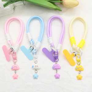Cordon de téléphone en acrylique doux et mignon, motif étoile et nuage de dessin animé, couleur macaron, bracelet anti-perte, accessoires pour filles - Product Image 1