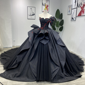 Robe de bal de soirée Jancember Wm012, robe de bal scintillante noire à fleurs, robe de soirée pour femmes - Product Image 5
