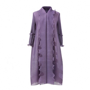Robe longue plissée élégante en mousseline de soie unie de haute qualité, style Miyake, grande taille, pour femme, avec volants, idéale pour les fêtes printemps-été - Product Image 4