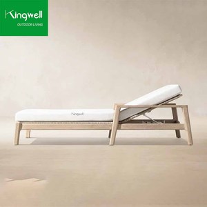 Chaise longue de jardin en teck, design moderne et luxueux, résistante aux UV, écologique, portable, avec coussins. - Product Image 5