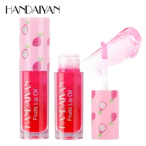 Pemasok Cina kualitas lip gloss minyak bumbu label pribadi buah Kiwi naga buah minyak bibir pepaya