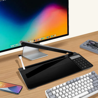 Tableau blanc effaçable à sec pour ordinateur de bureau, avec clavier, bloc-notes, cadre sans bordure en verre lisse, avec tiroir, organisateur de bureau