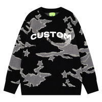 Vente en gros 100% coton 7G Pull ample en tricot pour hommes avec manches longues motif de camouflage personnalisé surdimensionné décontracté chaud pull en tricot