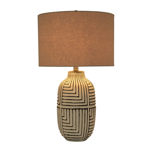 Lampada da Tavolo con Base in Ceramica a Texture Tribale, Illuminazione Decorativa per Camera da Letto, Soggiorno e Comodino - Product Image 3