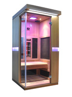 Sauna infrarroja de madera de cedro rojo de espectro completo para 1 persona, calentador EMF bajo para uso en apartamento/dormitorio