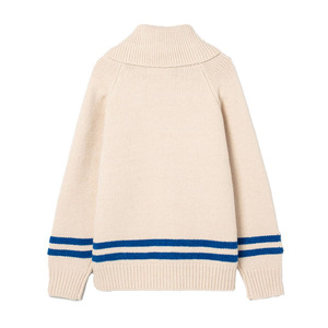 Manteau d'hiver ample personnalisé OEM pour hommes avec motif jacquard 100% coton épais <span class=keywords><strong>pull</strong></span> tricoté col marin fermeture à glissière pour l'automne - Product Image 3