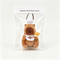 Porte-clés en peluche Chef Capybara, adorable pendentif en peluche de boulanger, breloque de sac en peluche douce de dessin animé avec chapeau et tablier, cadeau pour enfants, vente en gros