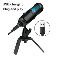 Demao Mini OEM Pabrik Studio Kondensor Rekaman RGB Mic dengan Shock Mount Profesional USB Mikrofon