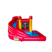 Juegos de fiesta al aire libre comercial giratorio tobogán acuático piscina salto Combo castillo inflable hinchable con tobogán de agua