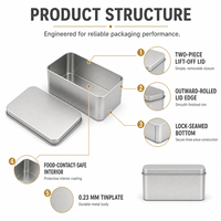 Caja Rectangular Personalizada para Galletas con Tapa, 140x100x60mm, Envase de Hojalata Apto para Alimentos, para Regalos de Panadería, Venta al Por Mayor