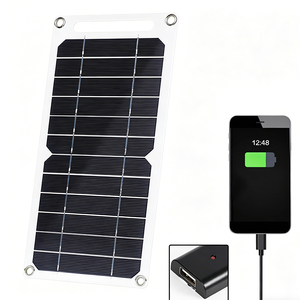 ALECTER Panneaux solaires monocristallins étanches 6W 5V, chargeur portable léger, caméra de sécurité, camping, voyage en plein air, noir - Product Image 1