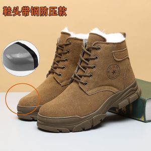 Bottes d'hiver chaudes pour hommes, taille 40, en cuir et fourrure, bottes de travail sans embout en acier - Product Image 4