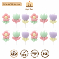 Premium 3-teiliges Blumen-Themen Kuchendekorations-Set Niedliche Tulpen- und Gänseblümchen-förmige Dessert-Topper für Geburtstagsfeiern