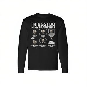 Les choses que je fais dans mon temps libre, T-shirt à manches longues pour amoureux des moutons et agriculteurs - Product Image 2