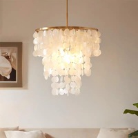 Lampe suspendue coquillage nordique pour salle à manger, art déco, coquille de capiz naturelle, métal fer, E27 LED CE, luxe, chambre, villa, plafonnier suspendu