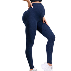 FLW Leggings de yoga et de gymnastique sans couture pour femmes enceintes Pantalon à taille élastique respirant et doux pour l'abdomen - Product Image 1