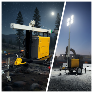 Tour d'éclairage hybride LED 4x200W avec générateur à démarrage automatique pour chantier à distance - Product Image 1