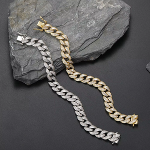 12Mm <b>Cuban</b> Bracelet Rectangular Zirconium Hipster Hip Hop Bracelet Tanjing Fashion Lijing Necklace - Product Image 3