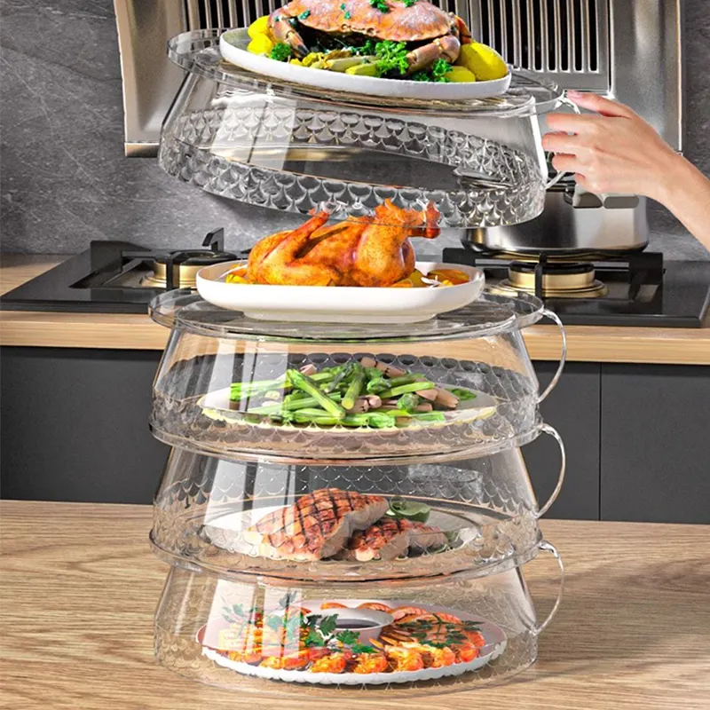 Copertura per cibo in plastica trasparente copri cibo in plastica trasparente copri piatti impilabile a prova di polvere