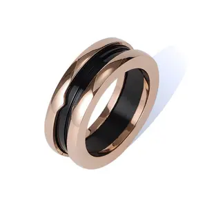BV кольца из нержавеющей стали 14 K золотая печатка черные керамические кольца ювелирные изделия Женщины B V S Zero кольцо