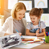 Foska – Compas et rapporteur géométriques avec étui en plastique durable pour fournitures scolaires et matériel d'école