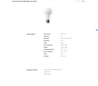 Ampoule LED Intelligente Mi A19, Couleur Blanche, Télécommande GL, Culot E27, Corps en Plastique, Alimentation CA, 806 Lumens, IRC 80, Dimmable pour