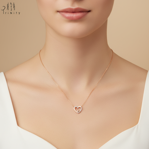 Popular Wholesale Elegant Heart Design Handmade <b>Necklace</b> Jewelry 18K Solid Rose Gold Real Natural Diamonds Pendant <b>Necklace</b> - Product Image 1