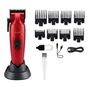<span class=keywords><strong>Tondeuse</strong></span> à <span class=keywords><strong>cheveux</strong></span> professionnelle rechargeable avec <span class=keywords><strong>levier</strong></span> <span class=keywords><strong>de</strong></span> <span class=keywords><strong>réglage</strong></span>, machine <span class=keywords><strong>de</strong></span> coupe électrique pour barbier avec corps rouge et logo personnalisé - Product Image 1