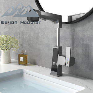 Robinet de lavabo de salle de bain moderne Wayon en alliage de cuivre gris bronze avec affichage numérique extractible - Product Image 3