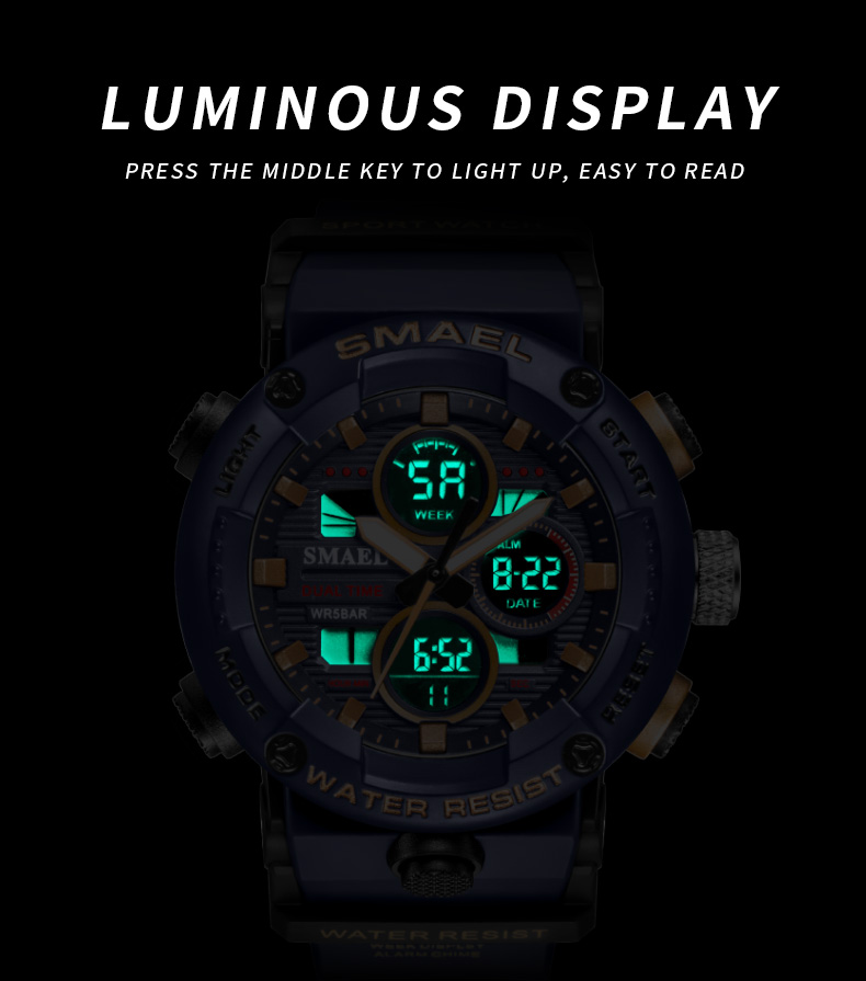 SMAEL 8038 reloj men sports quartz watch analog digital waterproof wrist watches